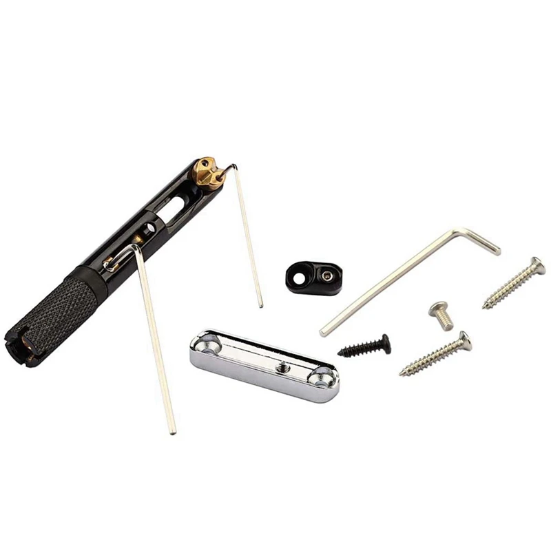 New Single Set Saddle Headless Electric Guitar Bridge Tailpiece With Wrench For Headless Electric Guitar Black image 3