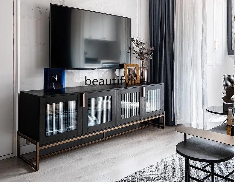 Light Luxury TV Cabinet Post-Modern Minimalist American Living Room Designer Furniture Nordic Solid Wood Coffee Table TV Cabinet