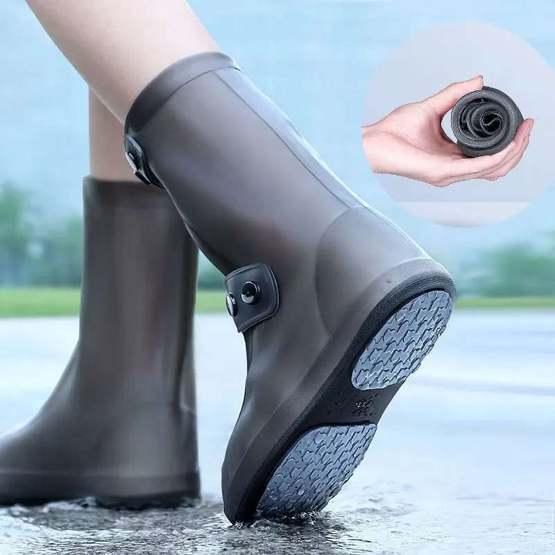 High Tube Thickened Rain Boots Non-slip Waterproof Shoes Cover Rain Proof boots High Cylinder Wear Resistant Rain Boots Outdoor