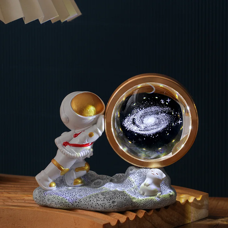 3D Creative Astronaut Crystal Ball Led Night Light for Children Bedroom Planet Space Solar System Lamp USB Christmas Kid Gift