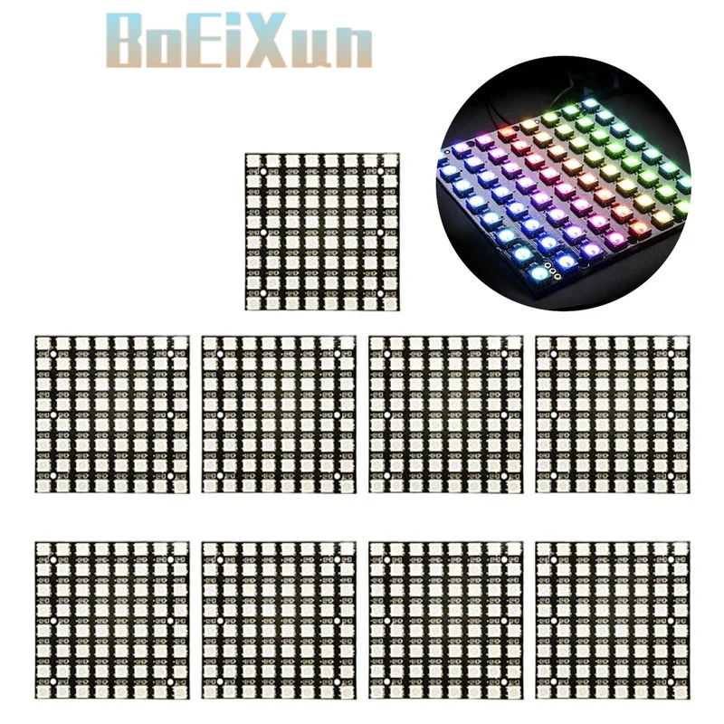 1-10pcs 8x8 WS2812B RGB LED Matrix 64-Bit Programmable 5V for Arduino for ESP32 Raspberry Pi