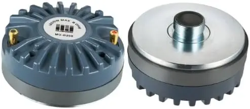 

1200W Titanium Compression Driver Pair, 2.0" Screw-On Horn Tweeter for Car Audio Speakers, 8 Ohms