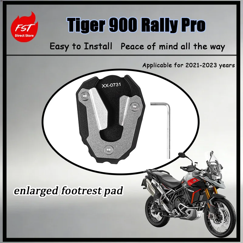 Tiger 900 Rally Pro 21‑23 Side Stand Foot Enlarger CNC Precision Molding Stable Mounting No Shaking Enhanced Safety