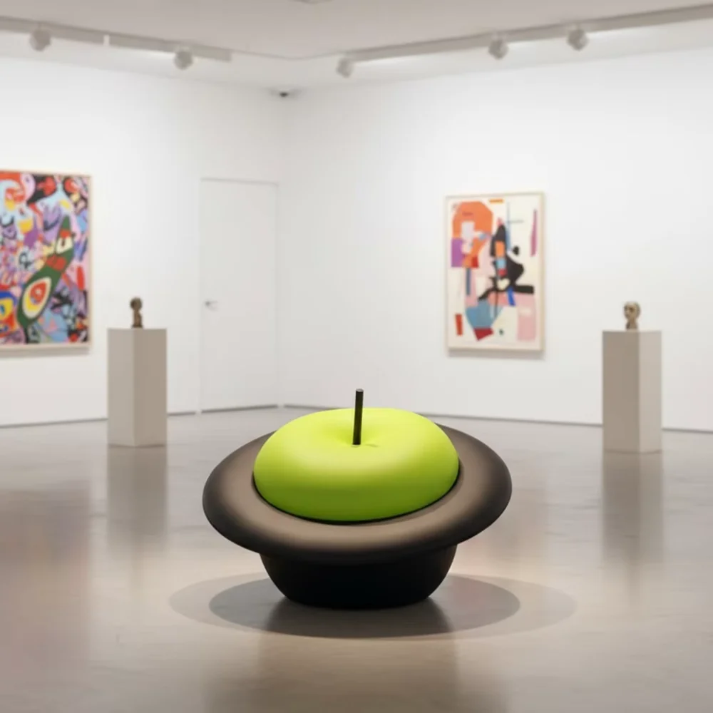 

✿–q Cream Style Hat Apple-Shaped Accent Lounge Chair for Art Hotel Presidential Suite & Luxury Lakefront Villa