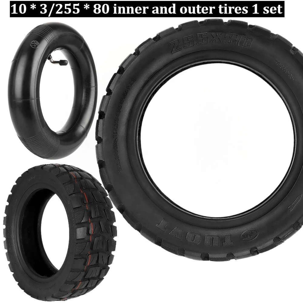 255*80 (10x3.0) Scooter Pneumatic Tire Set Offroad Outer Tyre + Inner Tube for Kugoo M4 Mantis 8