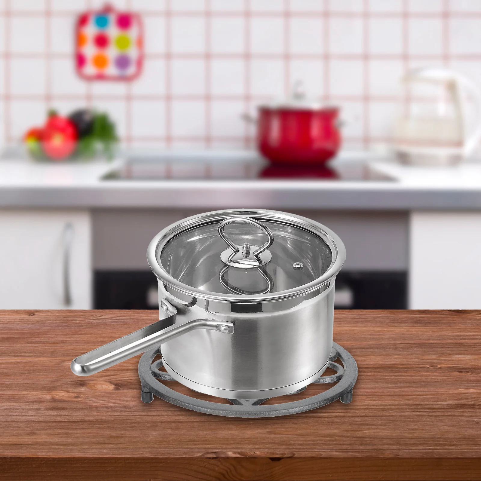 

Black Cast Iron Heat Resistant Pot Pad Table Mat Heat Insulated Hot Pot Mat Non Slip Kitchen Gadget Decorative