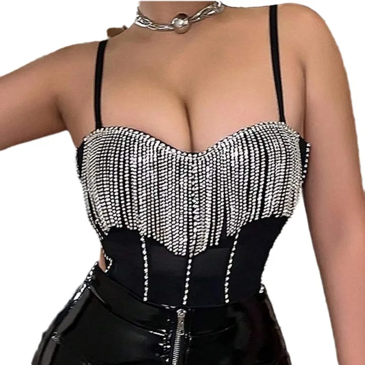 

Fashion Electronic Music Festival Nightclub Sexy Chain Fishbone Corset Sling