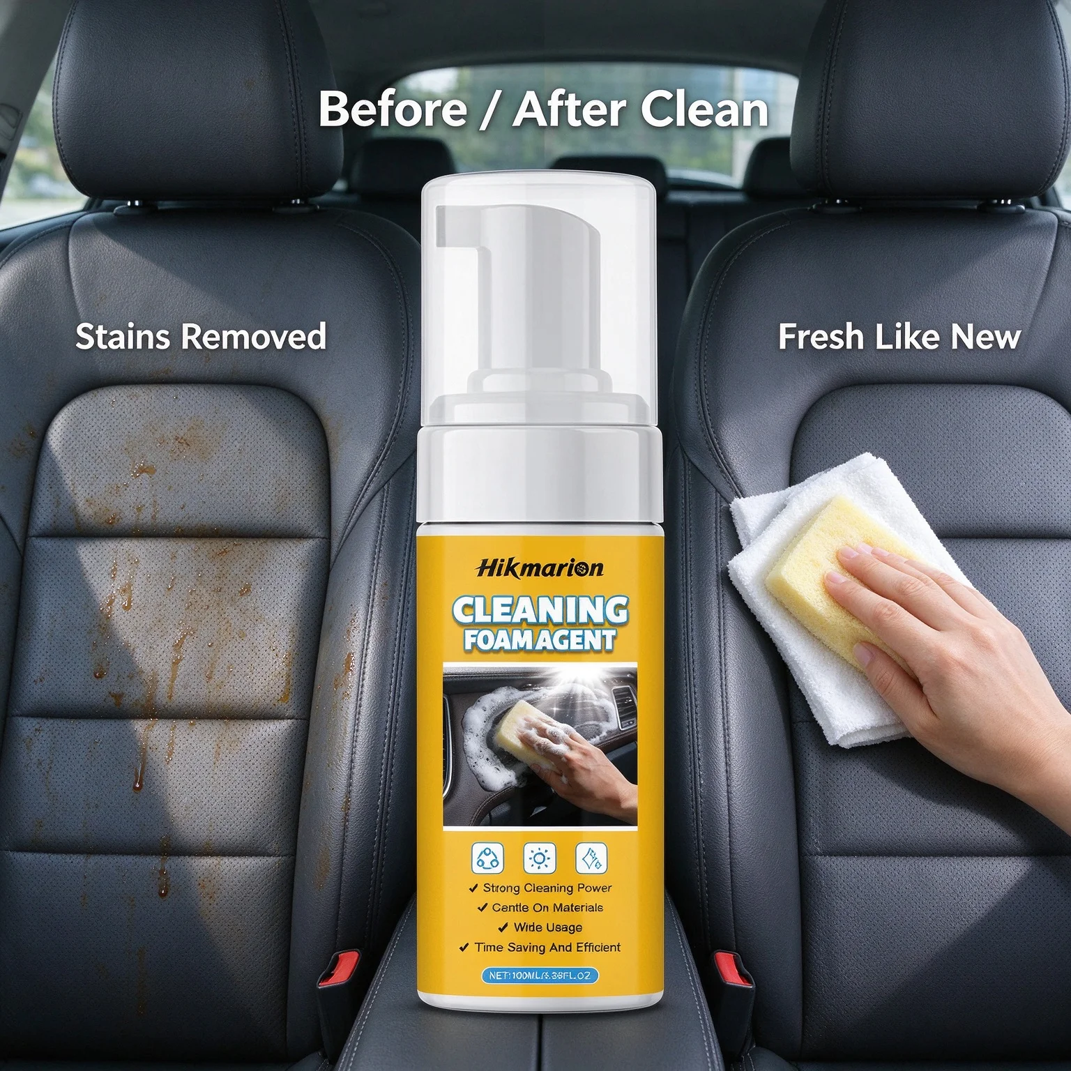 Quick Car Leather Restoring Liquid Long Service Life Quick Cleaner with Sponge and Towel for All Kinds of Car Type