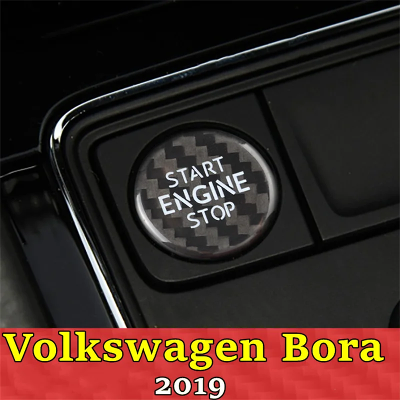 

For VW Volkswagen Bora Car Engine Start Stop Button Cover Real Carbon Fiber Sticker 2019