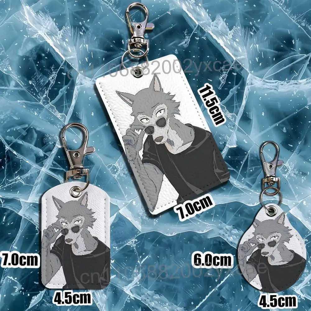 zoo Legoshi BEASTARS Louis Rectangle ID Card Case Keychain Access Card Bag Key Tag Ring Leather Card Holder Key Ring Access image 5