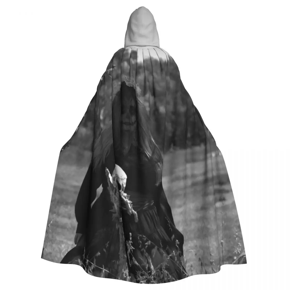 Halloween Cloak Featuring Dark Sorceress in a Green Field Unisex Adult Cloak with Hood Long Witch Costume Cosplay