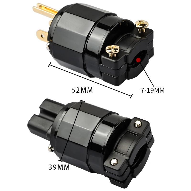 YYAUDIO FI-11M-N1 / FI-11-N1(G) قابس طاقة الصوت 24K مطلية بالذهب EUR Schuko موصل IEC لتقوم بها بنفسك قابس الطاقة الإناث لتقوم بها بنفسك كابل الطاقة