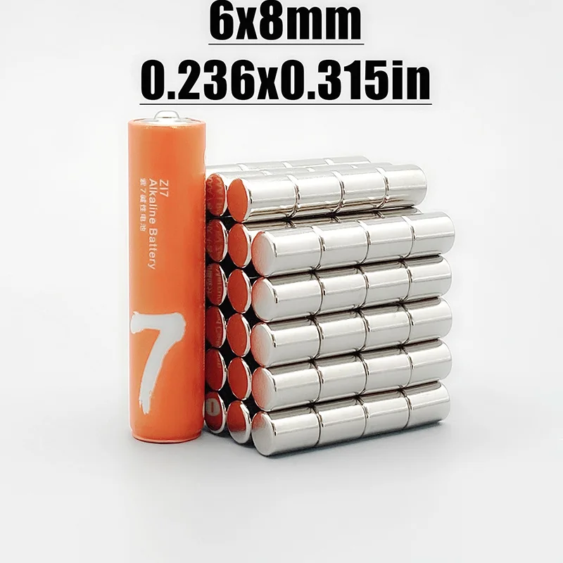 10-500pcs 6x8mm Magnet Neodymium Magnet N35 NdfeB Round Shape 6*8 Magnet Accessory Permanent Magnetic Imanes Fridge Diy Magnets