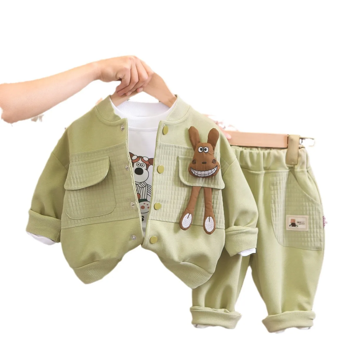 Boys Clothing Sets Spring Autumn 2024 Children Cute Jackets Pants T-shirts 3pcs Cotton Suit For Baby Tracksuits Kids Outfits 5Y