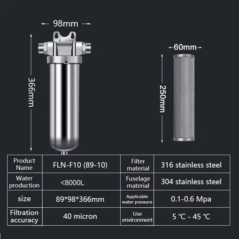High Flow Stainless Steel Pre-filter 8 Tons Per Hour Output Whole House Water Filtration System