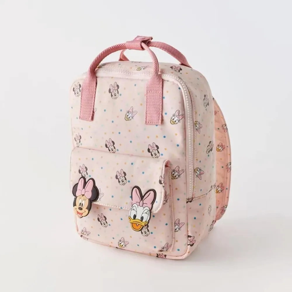 Ransel Kanvas Anak-anak Disney Minnie Daisy Pink Gambar Polka Dot Lucu Hadiah Natal Halloween Tahan Air Ringan
