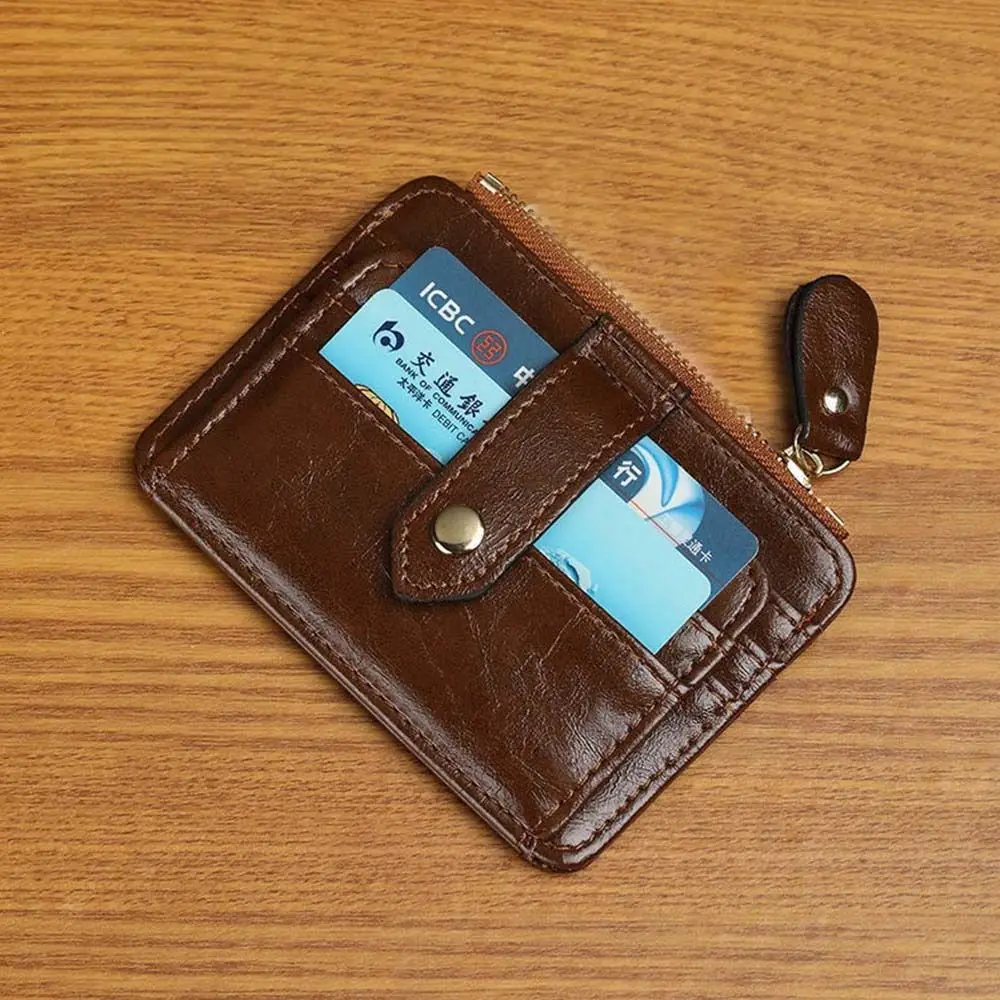 Casual Korean Style Retro Card Bag Multiple Card Slots Wallet Mini Wallet PU Solid Color Zipper Coin Purse Travel