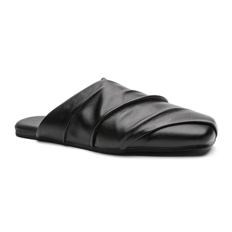 Men Head-covering Slippers Black Color Brand Flat Heel Casual Shoes for Office Business Use Indoor Outdoor Slippers Size 38-46