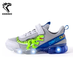 EXDINO T-REX LED 2-9Y Ragazzi Primavera Autunno Mesh Scarpe da tennis Incandescente Per bambini Bambini Lampeggiante Suola in gelatina Illumina Scarpe da ginnastica casual