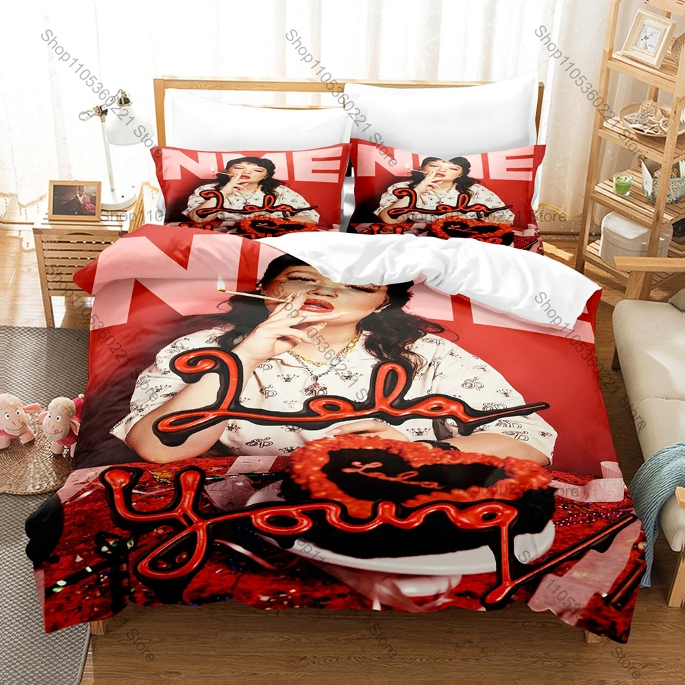 Cool British Soul Pop Style Duvet Cover + 2 Pillowcases, Lola Young Printed Bedding Set Soft Material Ideal Holiday & Birthday G