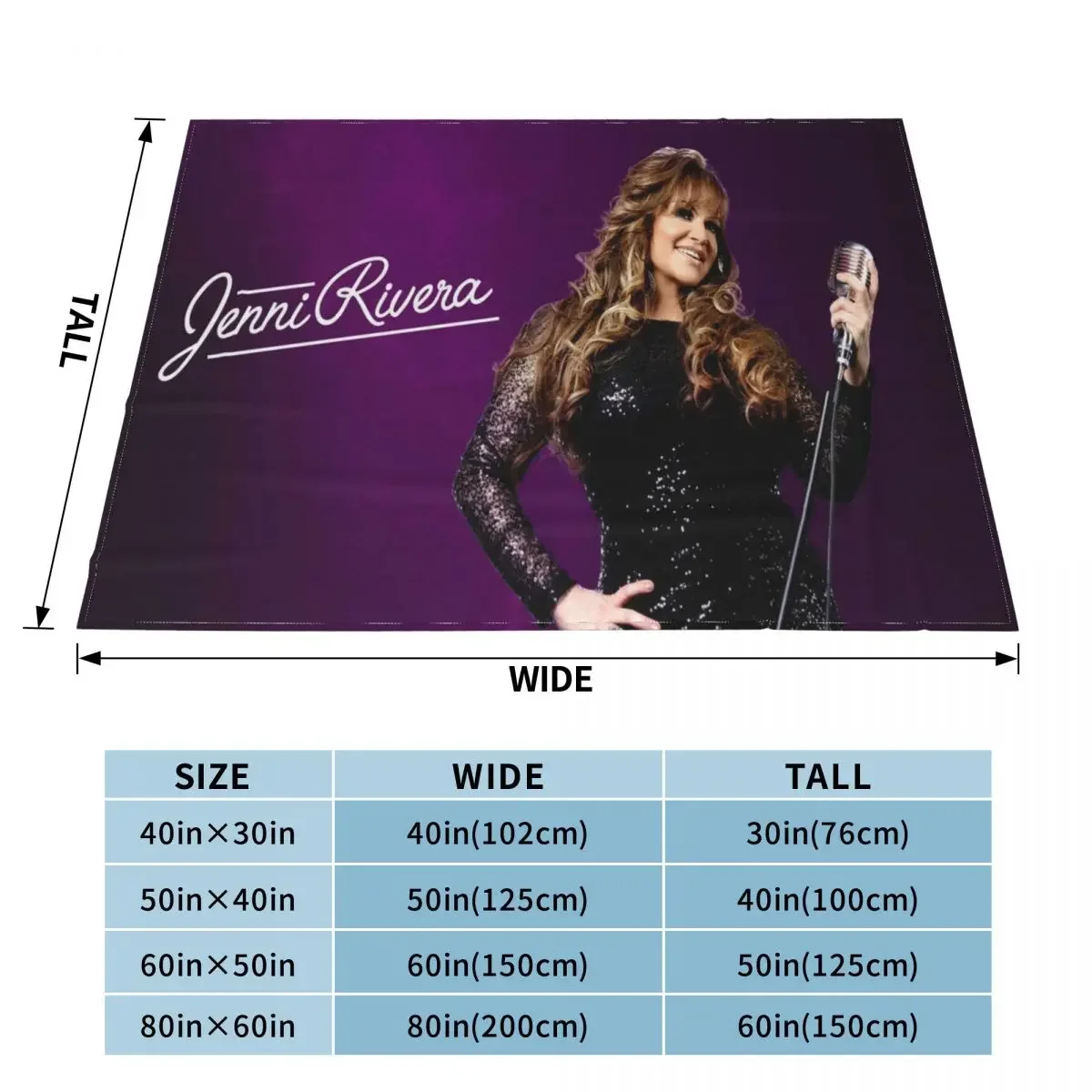 Jenni Rivera Latin Baby Blanket, Glutnel Singer, Vintage All Season, Portable, Super Warm Throw Blanket for Bed, Outdoor, Couvre-lit