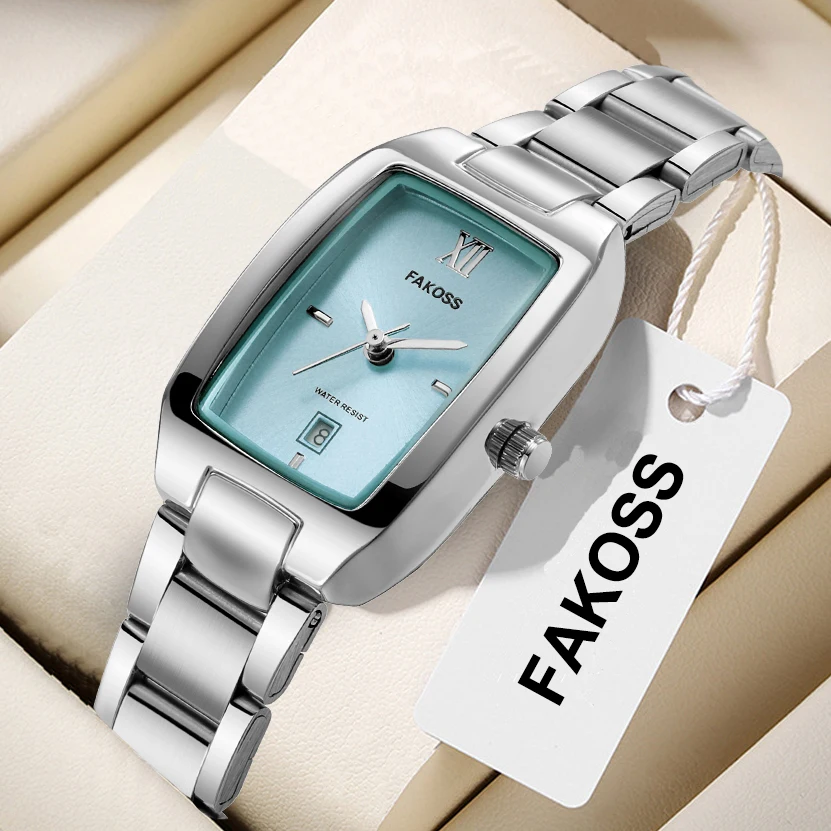 WWOOR New Quartz Watch for Women Fashion Elegant Square Reloj Watch Calendar Waterproof Stainless Steel Ladies Wristwatch Xfcs