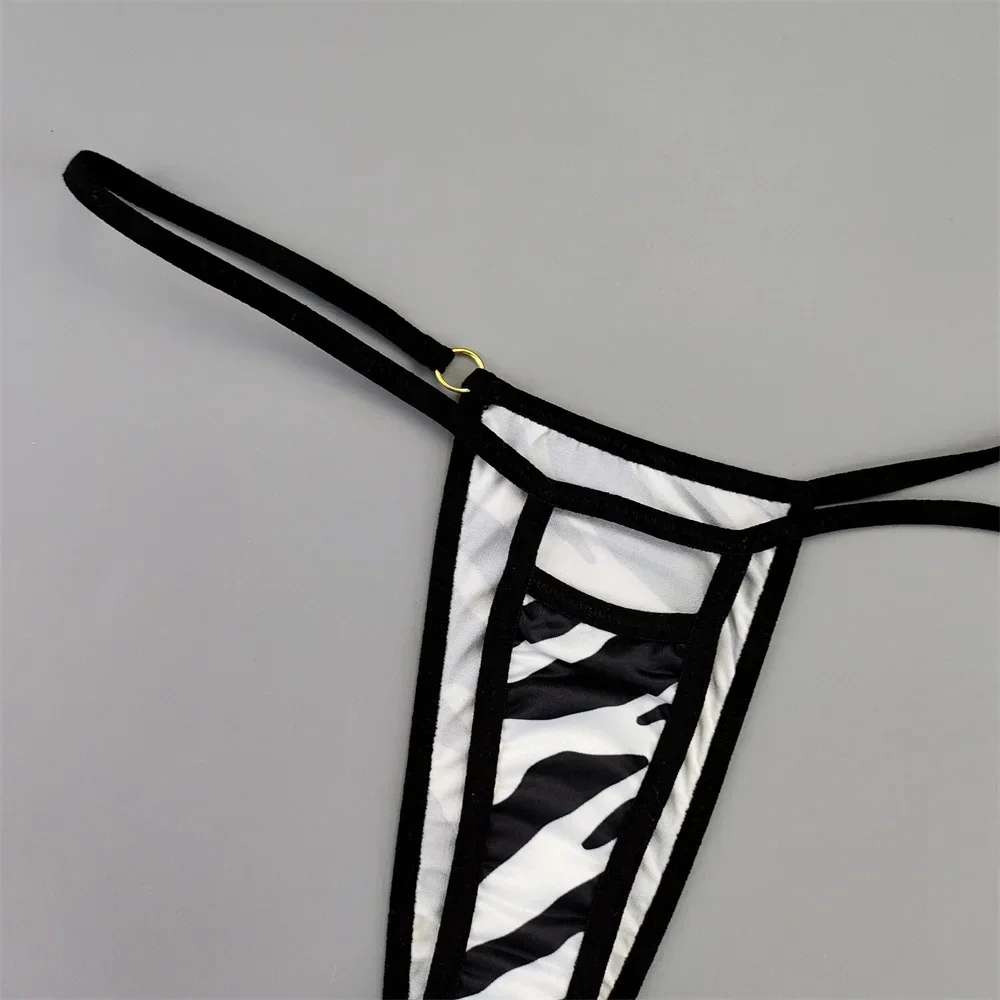3 قطعة/الحزمة غير مرئية ثونغ المرأة رقيقة النايلون مثير مطبوعة التمويه ليوبارد الفتيات جميل g-سلسلة ملابس داخلية صغيرة M/L