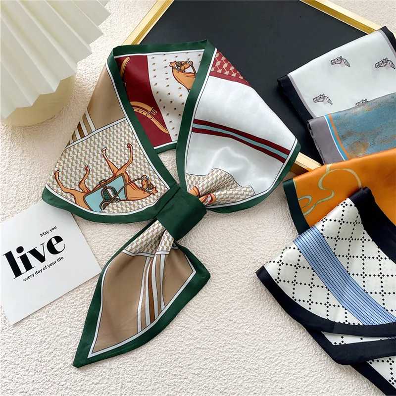 

Print Geometric Patterns Floral Small Insert Cross Scarves Women Hair Band Scrunchies Headband Neck Wraps Scarf Hair Accessories