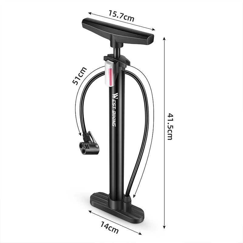 WEST BIKING Bicycle Pump 160psi High Pressure Bike Pump Schrader Presta Valve Manual Inflator Electric Motorcycle Tire Ball Pump