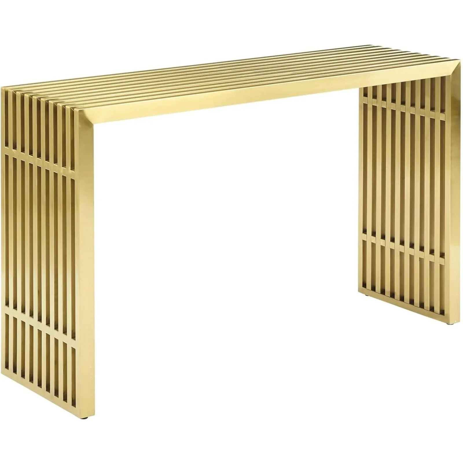 

US Gridiron Contemporary Modern Gold Stainless Steel Console Table