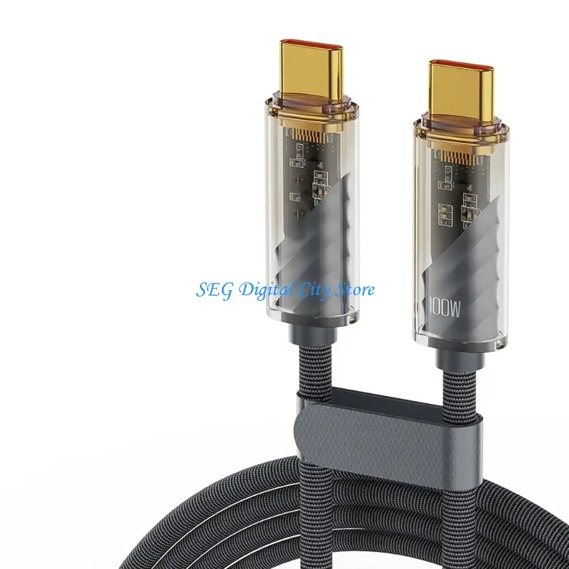U75B USB C to USB C 100W Fast Cable with Clear Housing, E-Marker Chip and Everyday Power and Data Support for Desk Use