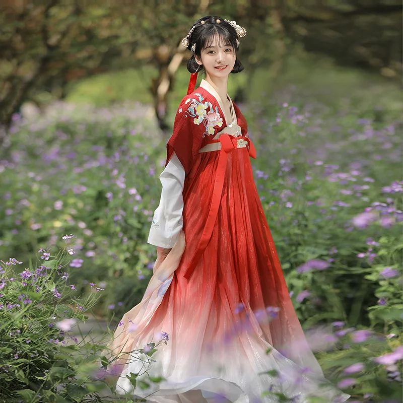 NT228 Hanfu Vrouwelijke Originele Tang Stijl Oude Jurk Super Fee Borstrok Zomer Dagelijks Kool Volledige Set