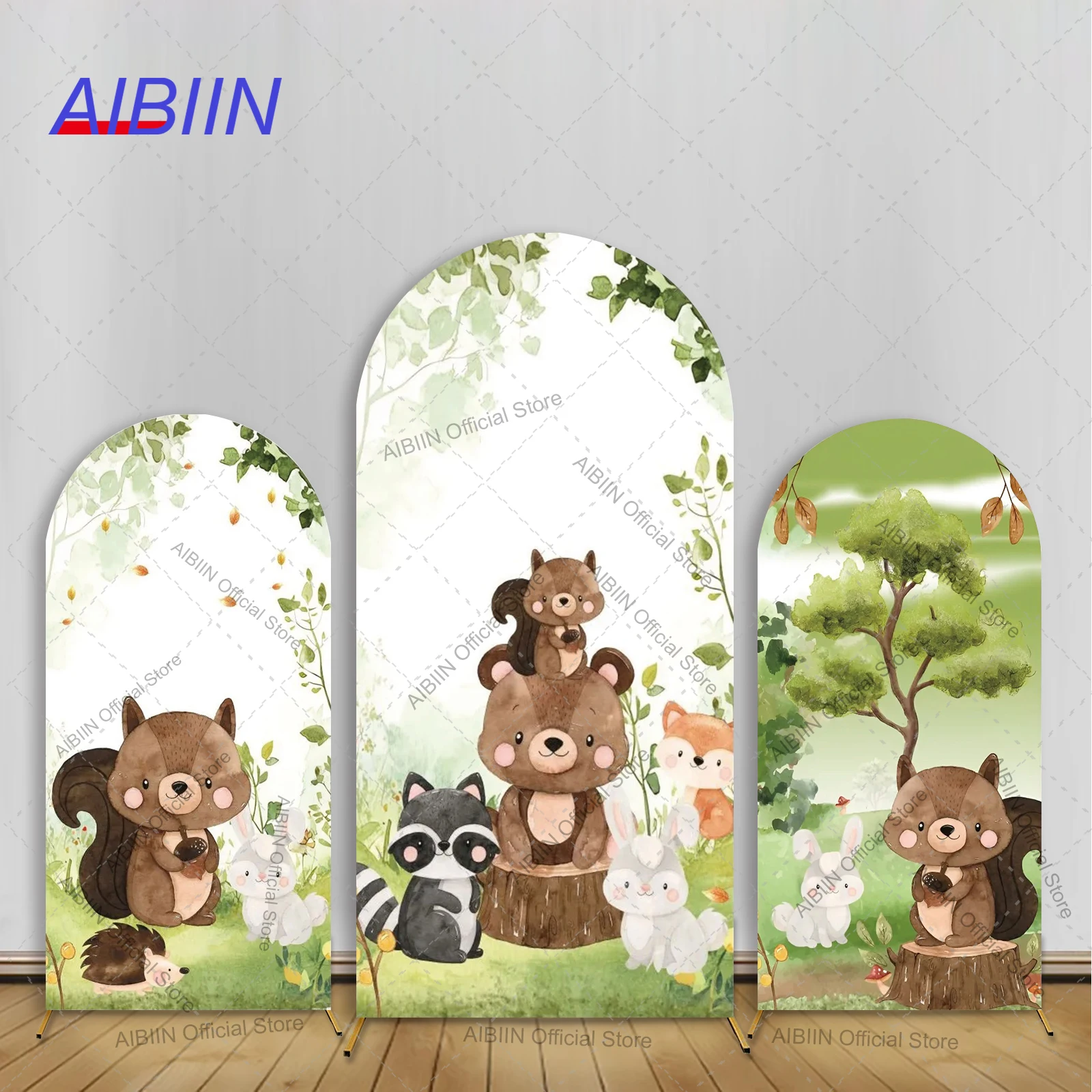 

Весенние лесные животные, арка, фон, зеленые листья, белка, деревянный кол, кролик, сафари, детский декор для дня рождения, детского душа, вечеринки