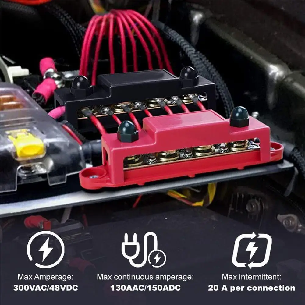 M8 Bus Bar Box Board 48V 300a 4 Way Hoge Stroom Busbar Onderdelen Bootbox Organizer Automatische Aansluiting Max Versterker Case C W3w4