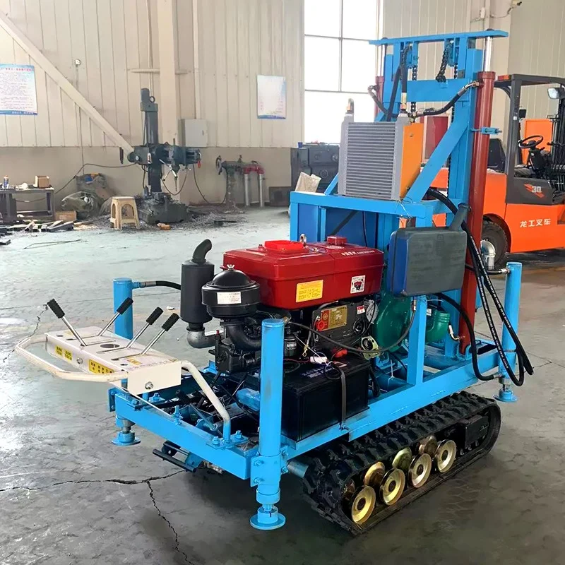 Индивидуальная маленькая 100-метровая 200-метровая гусеничная установка для глубокого бурения скважин, машина для исследования грязевого насоса, установка для бурения скважин с дизельным двигателем