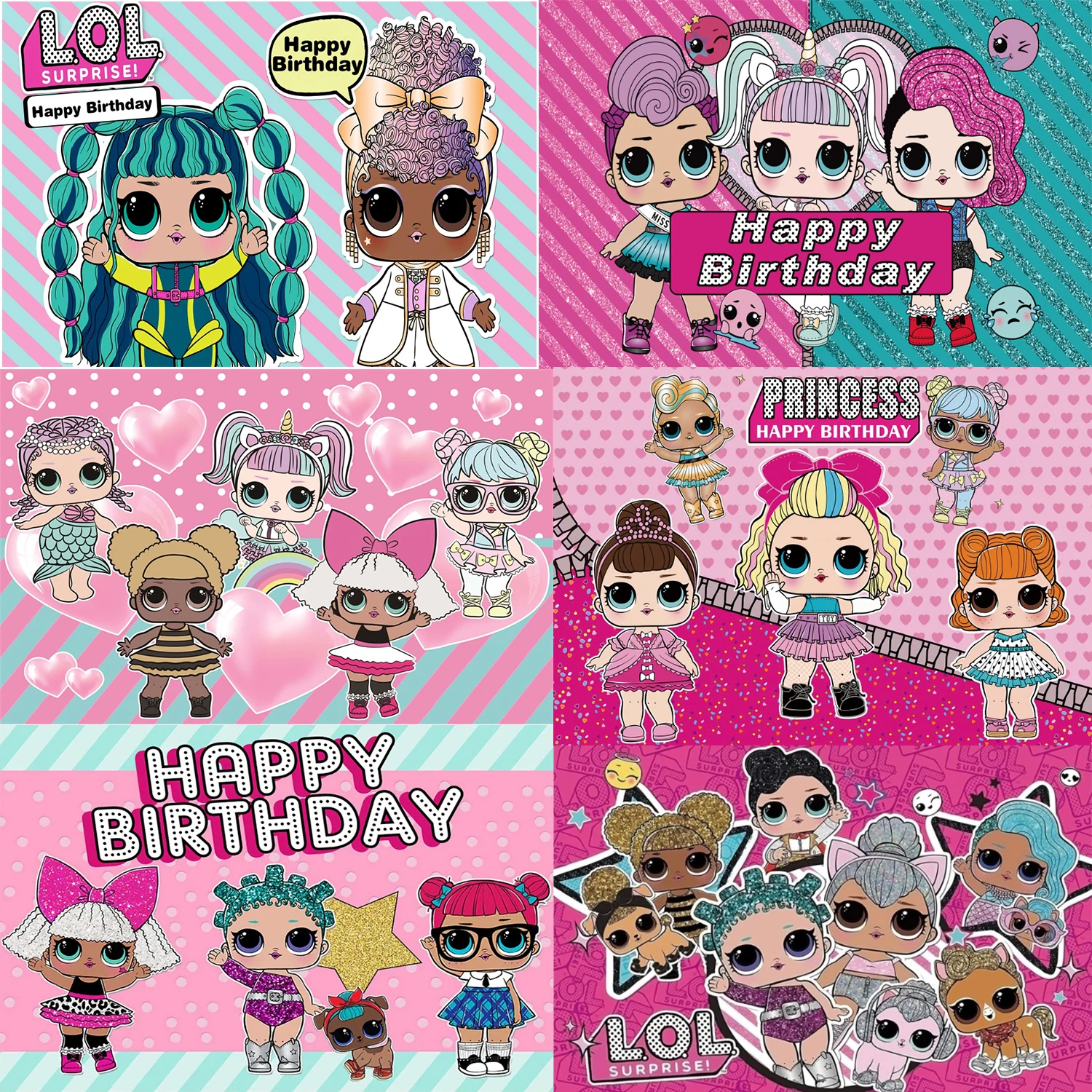 lol Tema bambola a sorpresa Doccia Gioco caldo Fondale in stoffa Compleanno per bambini Sfondo fotografico per decorazioni per feste Fondali per ragazzi