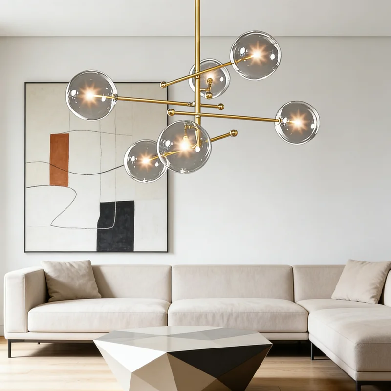 Nordic Black Gold Glass LED Chandelier G4 Modern Pendant Ceiling Light for Living Room Bedroom Restaurant Home Decor Fixture