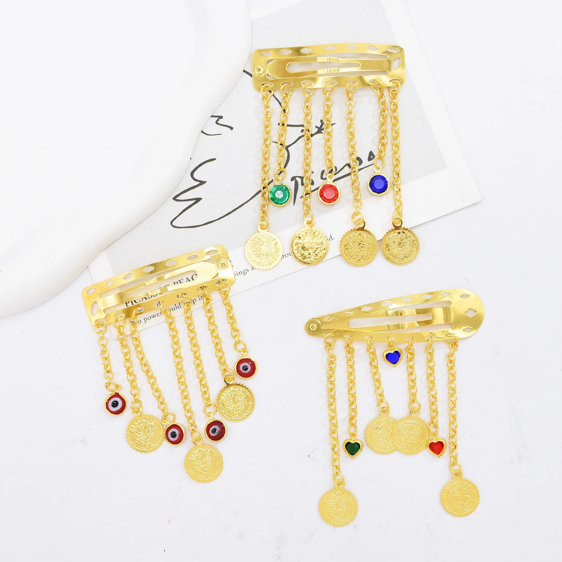 

3 Optional Metal Tassel Hairpins Retro Rhinestone Side Hair Clips Headwear Vintage Style Hair Accessories