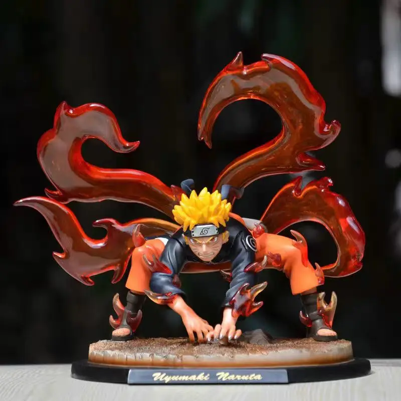 

Anime Naruto Four-tailed Naruto Uzumaki tatue model Desktop decoration GK Collection handmade model PVC material.toy gift kid