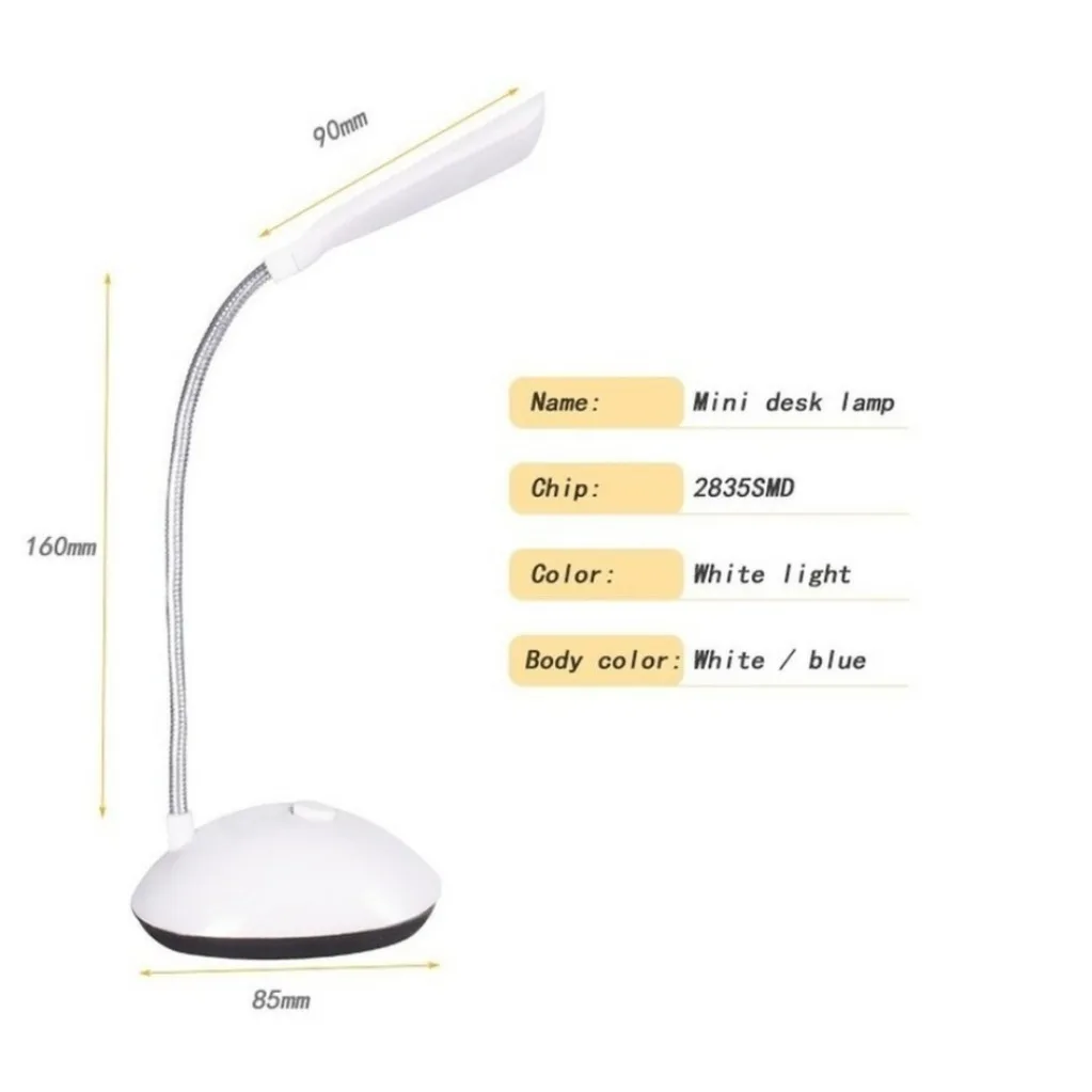 Lampe de bureau LED portable pliable, lecture et étude, batterie AAA, protection des yeux, veilleuse colorée, 62 LED