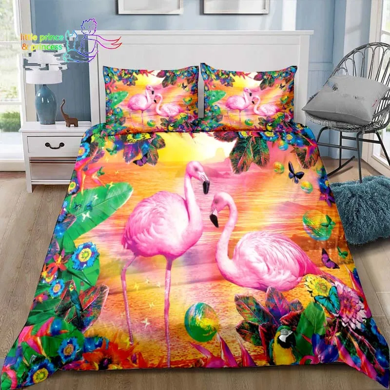 

Tropical Floral Animal Flamingo Bedding Set Single Twin Full Queen King Size Bed Set Adult Kid Bedroom 3D Print Hawaiian Islands