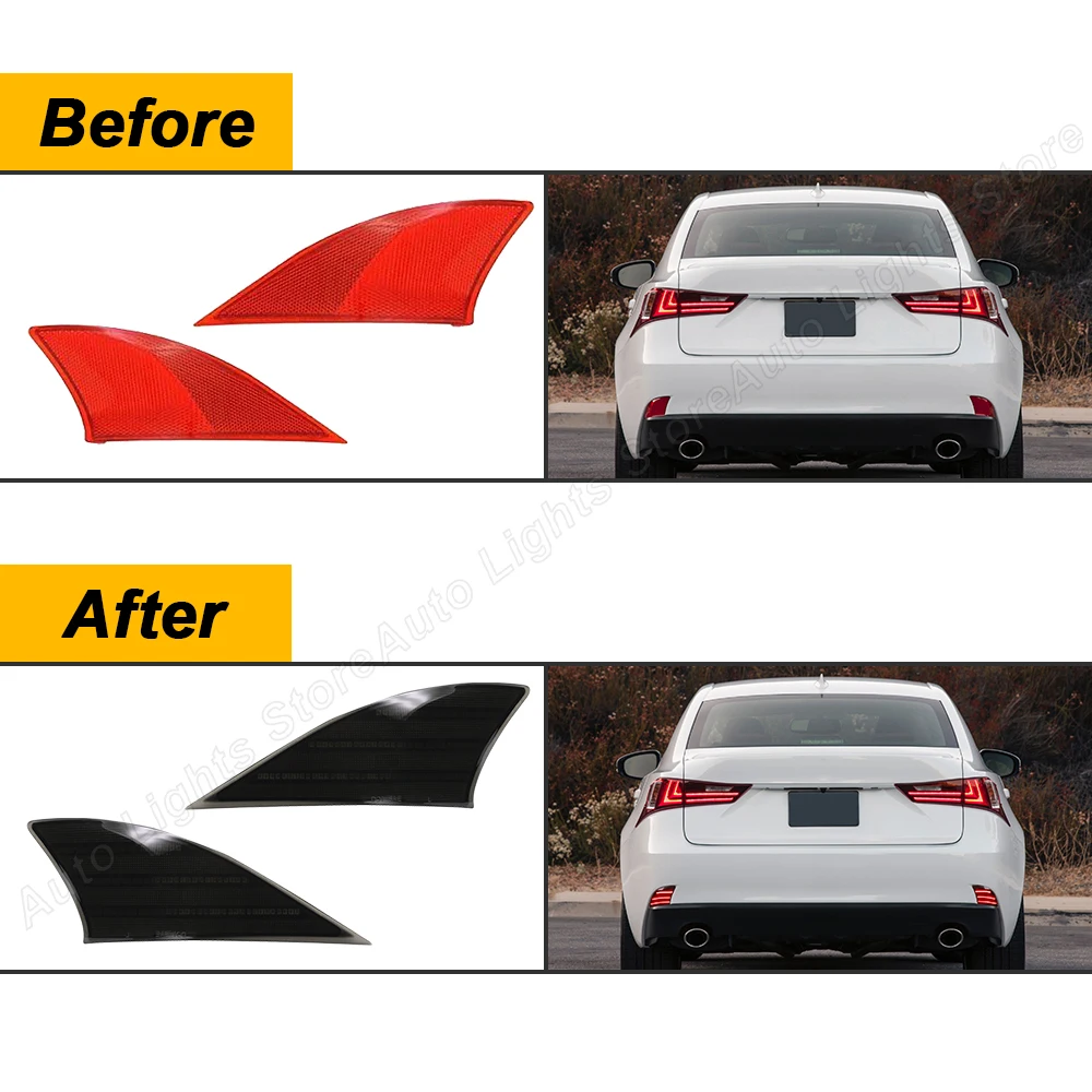 LED Tail Lights For Lexus IS200t IS250 IS300 IS300h IS350 2PCS No Error Red IP67 Waterproof Rear Bumper Reflector Brake Lamps