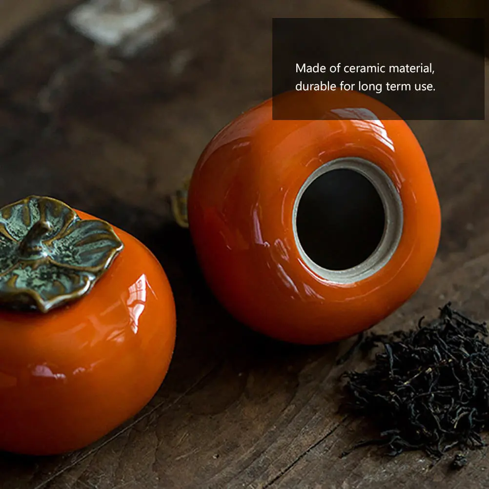 

Persimmon Ceramic Tea Container Sealed Jar Creative Design Home Decoration Wedding Gift Storage Bottle