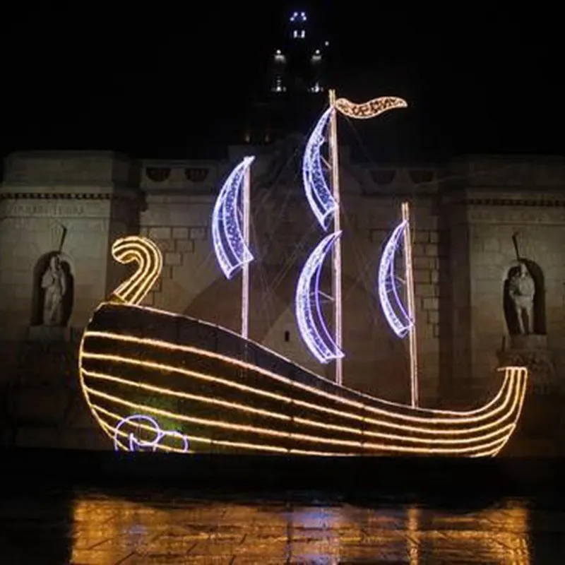 

Custom.3D outdoor decoration LEDboat sailing ship light