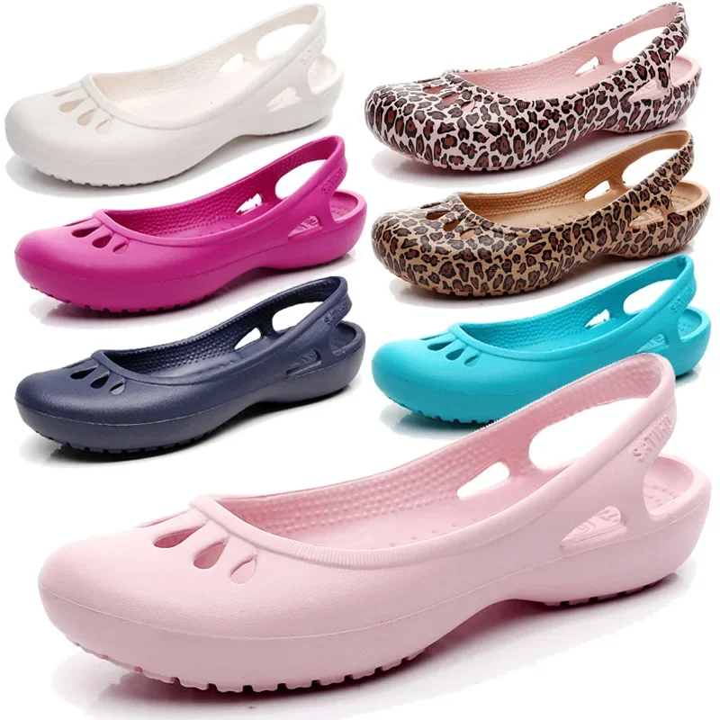 

Summer Lightweight Non-Slip Hole Shoes Women's Flat Sandals Nurse Shoes Casual Jelly Beach Shoes Female Waterproof Flip Flops