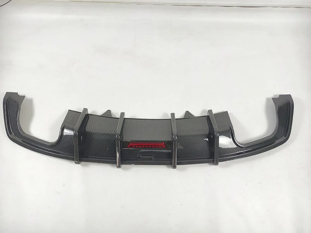 Rear Bumper Lip Diffuser Spoiler With Lamp ABS Gloss Black for Audi A5 Sline S5 B9 Sport 2017-2020 Rear Diffuser Carbon Look - view 5