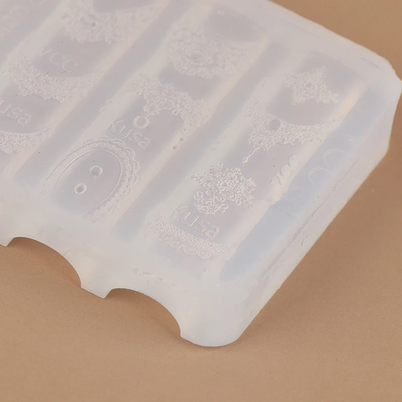 Molde de unhas de renda transparente para mulheres, estêncil de unhas de renda com design em relevo de silicone, molde de manicure profissional, artesanato diy, uso diário