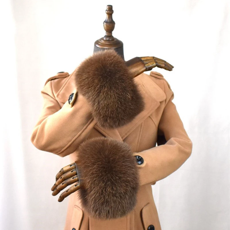 

Fox Fur Cuffs Women's Common Cuffs Down Jacket Big Fur Cuffs Women Winter Fashion Real Fox Fur Cuffs Russian Thick Fur Cuffs
