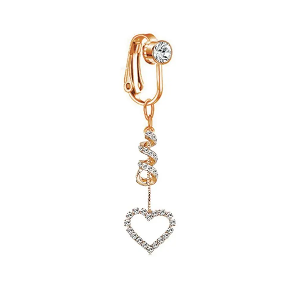 Anelli per ombelico a forma di cuore con stella Clip per cartilagine Clip per piercing all'ombelico finto su anelli per ombelico finti Anelli per ombelico Gioielli per il corpo