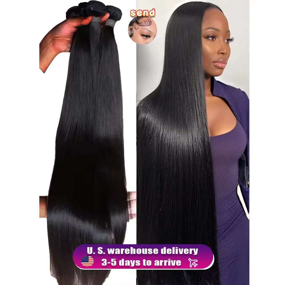

16A Straight Human Hair Bundles 30 36 Inch Brazilian Virgin Hair 100% Unprocessed Weave Bundles Extension 4 5 Bundles Wholesale